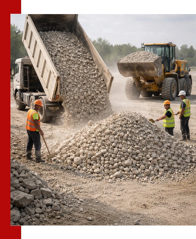 Доставка известнякового щебня фр. 40-70 в Реже