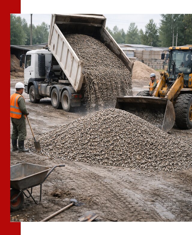 Мытый гравий с доставкой в Реже от карьера до участка