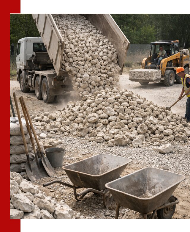 Доставка и продажа бутового известнякового камня в Реже