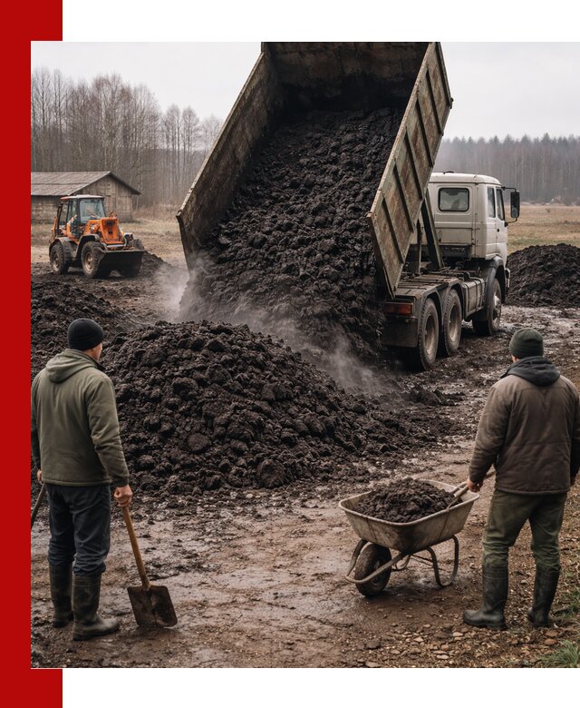 Доставка низинного торфа с разгрузкой и доставкой в Реже