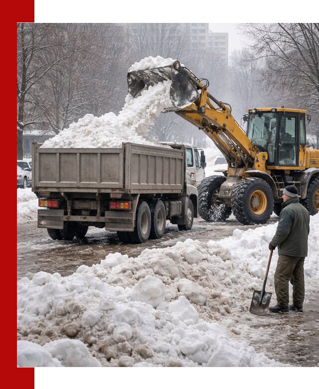 Вывоз снега грузовой техникой в Реже оперативно и чисто