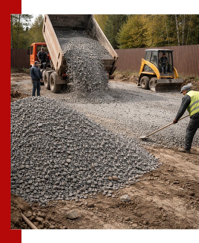 Отсыпка участка щебнем с доставкой и уплотнением в Реже